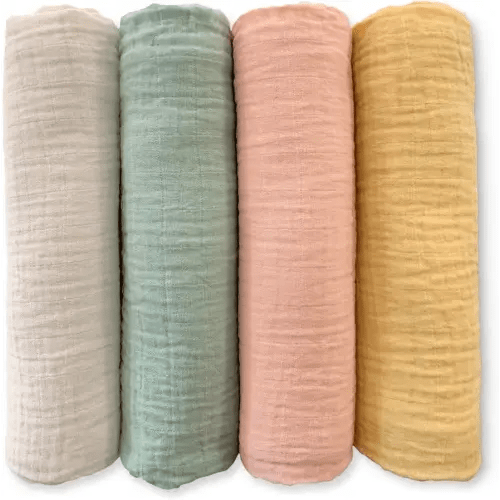 SwaddleDesigns Cotton Muslin Swaddle Blankets for Babies, Set of 4, Neutral Receiving Blankets for Newborn, Baby Registry & Gift, 46x46 inches, Spring Garden