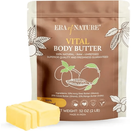 Era of Nature Organic Shea, Mango & Cocoa Body Butter – Raw, Unrefined, 100% Natural – Perfect Base for DIY Skincare, Body Butters, Lotions, Soaps & Lip Balms – Essential for Homemade Creations – 32oz