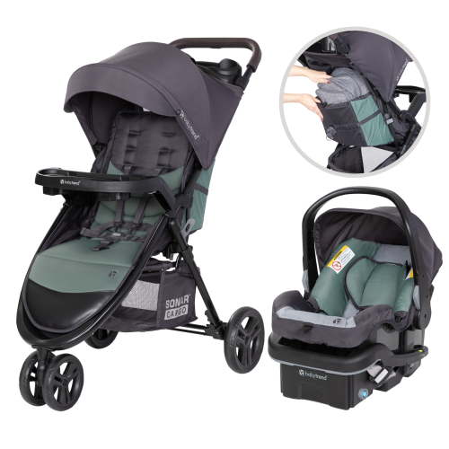 Baby Trend, Sonar Cargo 3-Wheel Travel System, Infant Car Seat, Green
