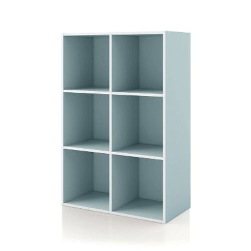 24/7 Shop At Home 35.27" Silkpath Modern 6 Cube Stackable and Modular Bookcase Blue