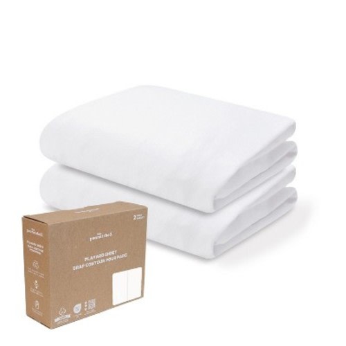 The Peanutshell White Organic Cotton Playard Sheets for Baby Boys and Girls, 2 Pack