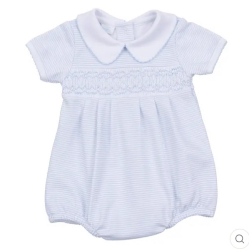 Mini Striped Smocked Bubble- Light Blue – VACE