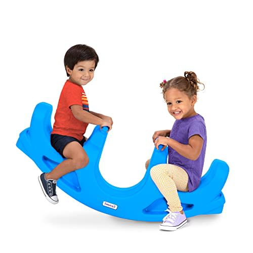 Simplay3 Rock and Roll Teeter Totter Seesaw - Rocking Fun for Two Toddlers or Kids Ages 18 Months to 5 Yrs- Sapphire, Made in USA