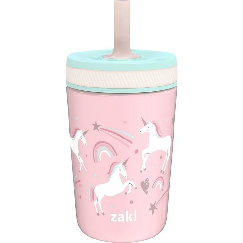 Zak Designs Kelso Toddler Cups For Travel or At Home, 12oz Vacuum Insulated Stainless Steel Sippy Cup With Leak-Proof Design is Perfect For Kids (Fanciful Unicorn)