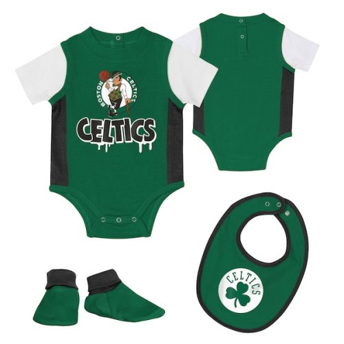 Boston Celtics 3 Point Player Creeper , Bib & Bootie Set - Newborn
