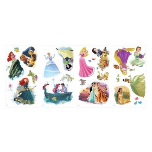 RoomMates Disney Princesses "Dream Big" Peel and Stick Kids' Wall Decal 4 Sheets: Vinyl Self-Adhesive Multicolor Decor