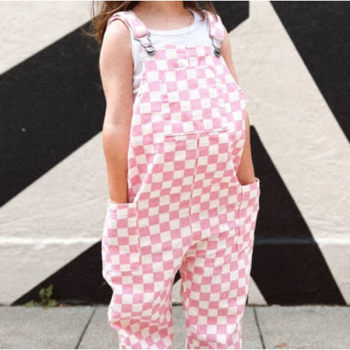 Pink Checkered Overalls