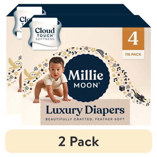 (2 pack) Millie Moon Luxury Diapers, Size 4, 116 Count (Select for More Options)