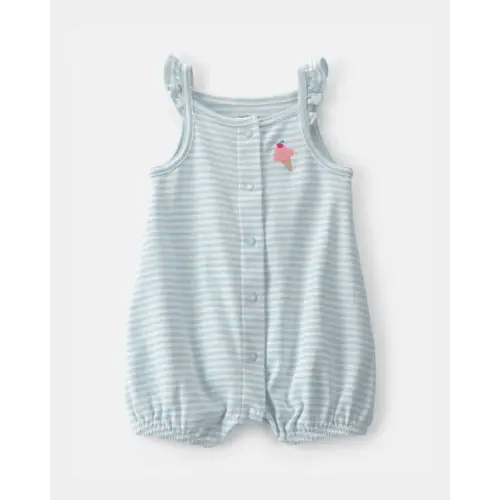 Baby Girl Striped Ice Cream Romper - Blue/White | Carter's