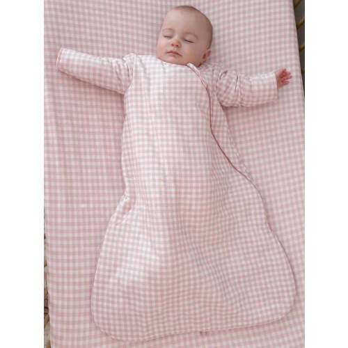 Pink Gingham 1.0 TOG Bamboo Viscose Long Sleeve Sleep Sack | günamüna