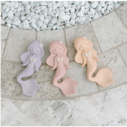 Maeve the Mermaid Natural Rubber Teether- Peach