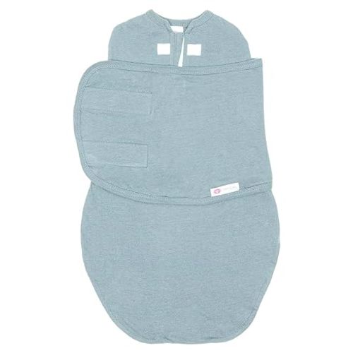 Embé 2-Way Starter Baby Swaddle, Newborn Swaddle Sack, Zip, Hook & Loop Baby Wrap, Hip Healthy, Infant, 6-14 lbs, 0-3 Months - Sea