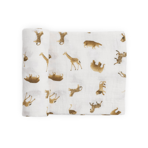 Organic Cotton Muslin Swaddle Blanket - Animal Crackers