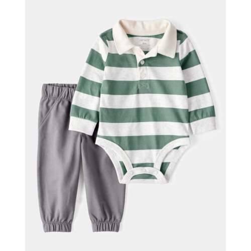 Baby Boy 2-Piece Striped Polo Bodysuit & Pull-On Pant Set | Carter's