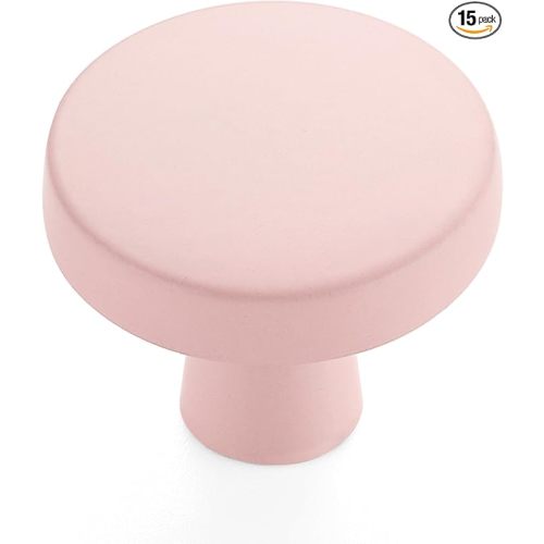 Ravinte 15 Pack Drawer Pulls 1-1/4 Inch Pink Kitchen Cabinet Knobs Solid Round Dresser Handles for Simple Cupboard Hardware