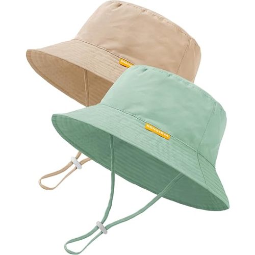 Baby Sun Hat Kids Summer Sun Protection Toddler Bucket Hat Wide Brim Adjustable Beach Hats for Boys Girls Age 0-6 Years