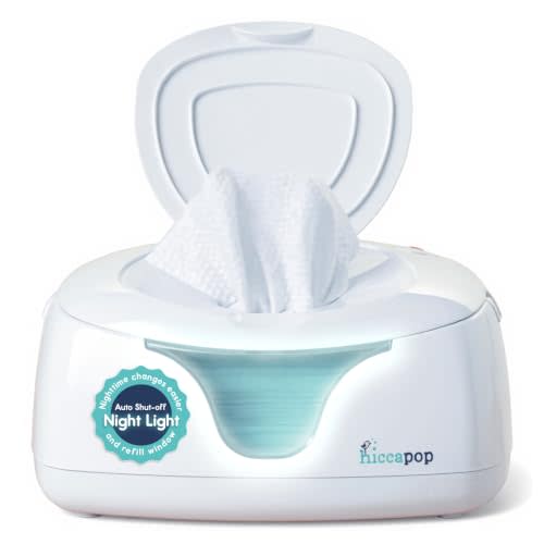 Hiccapop Baby Wipe Warmer and Wipes Dispenser, Diaper Wipe Warmer, White | Top-heated design, fits all wipe brands, built-in night light