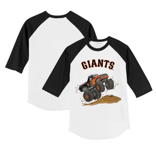 Infant San Francisco Giants Tiny Turnip White/Black Monster Truck 3/4-Sleeve Raglan T-Shirt