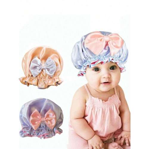 Satin Bow Elastic Silky Circular Baby Hat, Infant Hair Care Cap | SHEIN USA