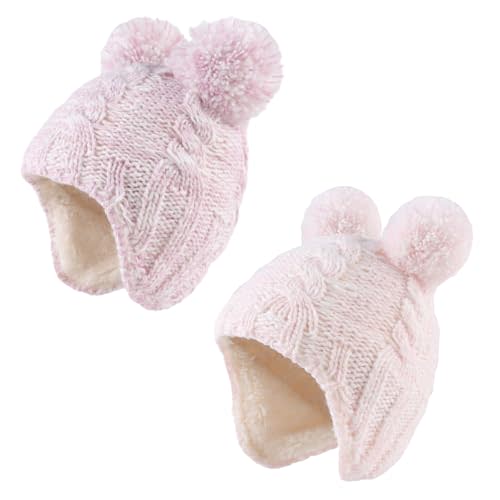 Zsedrut Winter Baby Boy Hats Pompom Baby Beanie for Girl Warm Fleece Lining | Acrylic Twist Knit with Cozy Lining, Double Layer Warmth,3 Sizes for Infants and Toddlers,Earflap Covers Ears and cheeks