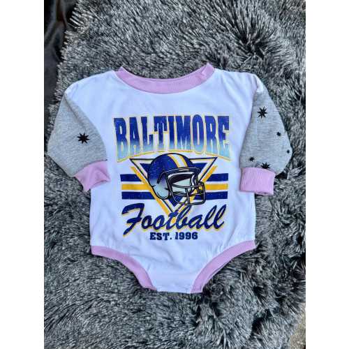 Baltimore Football Bubble Romper With Snaps| bubble romper | newborn baby outfit | baby outfit | birthday baby outfit