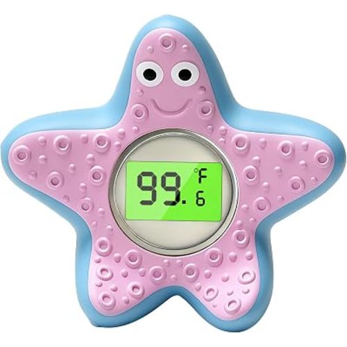 Digital Baby Bath Thermometer, Starfish Floating Water Temperature Thermometer with Clear °F/°C Readout, Auto-Off Function, and Easy-Grip Arms, Essential Bathing Accessory for Infant & Toddler Safety