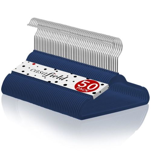 Casafield 11" Velvet Baby Hangers for Infant & Toddler Clothes, Royal Blue - Set of 50