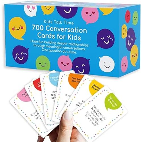 700 Conversation Cards for Kids, Fun Kids Conversation Starter Cards for Kids, Teens, Family Night, Dinner, Play Conversation Games, Color-Coded Across 6 Topics, Take Anywhere