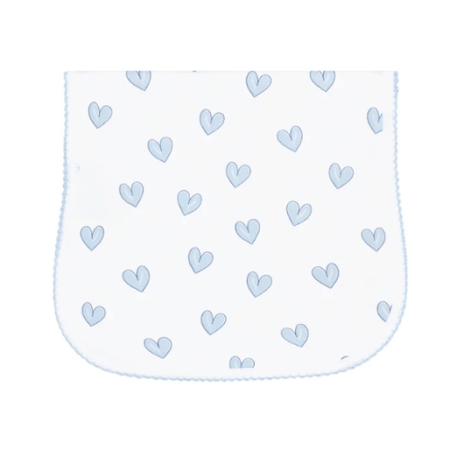 Blue Heart Print Burp Cloth