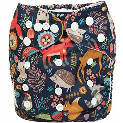 Baby Pocket Diaper Nappy Reusable Washable 8lbs to 36lbs (Fox Rabbit Owl)