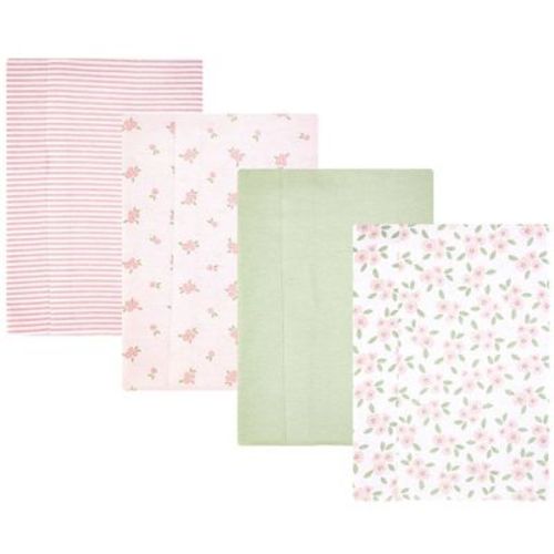 Hudson Baby Girl Cotton Poly Flannel Burp Cloths 4-Pack, Sweet Little Floral, One Size