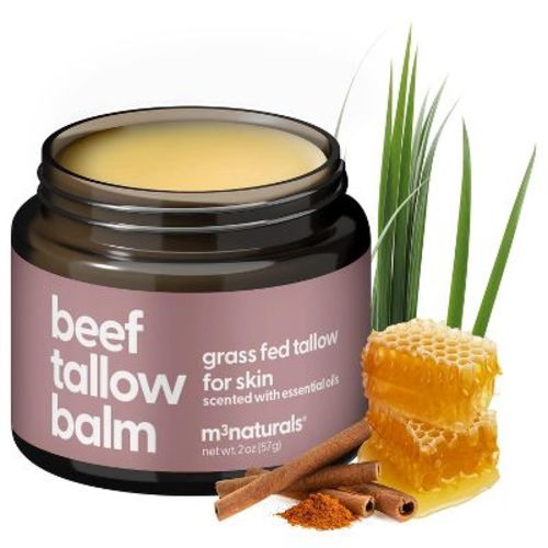Grass Fed Beef Tallow Balm, Moisturizing Balm with Cold-Pressed Olive Oil & Beeswax for Skin, Body & Face, Scented or Unscented, M3, 2oz