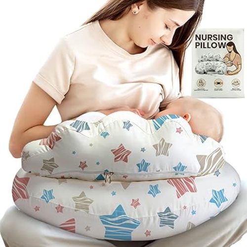PILLANI Nursing Pillow for Breastfeeding & Bottle Feeding, Original Breast Feeding Pillow for Mom & Baby, Removable Cotton Cover, Adjustable Waist Strap, Baby Girl Boy Essentials Must Haves
