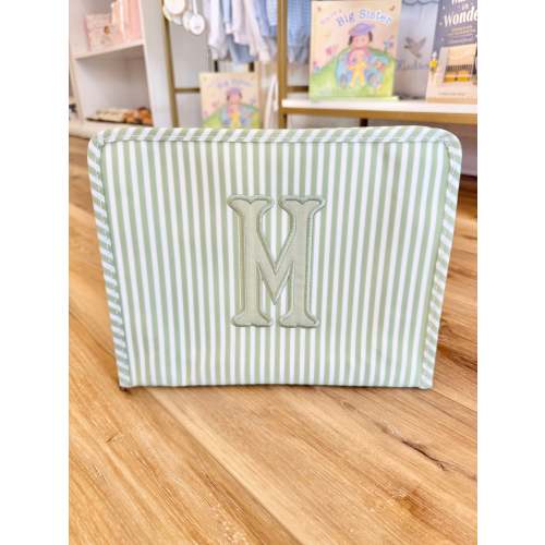 TRVL Sage Pimlico Stripe Large Roadie- Single Initial Applique
