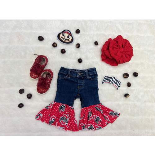 Ohio State Buckeyes Inspired Bell Bottoms, Toddlers/Girls Retro Flare Pants
