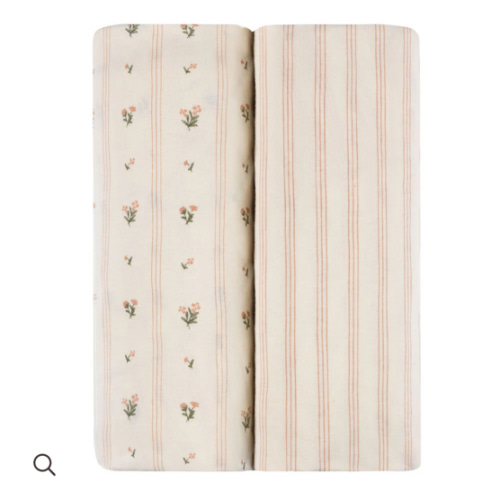 Linear Floral Crib Sheet Set Crib Sheet Set – Ely's & Co.