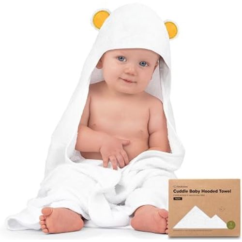 KeaBabies Hooded Baby Towel for Newborn, Baby Bath Towels (Bear, 35x35)
