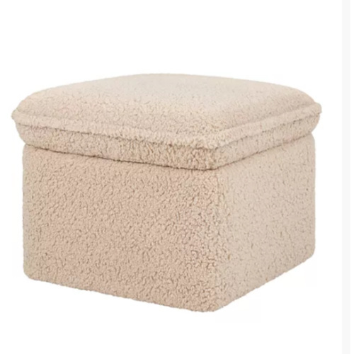 Cali Storage Ottoman in Faux Shearling in Chai