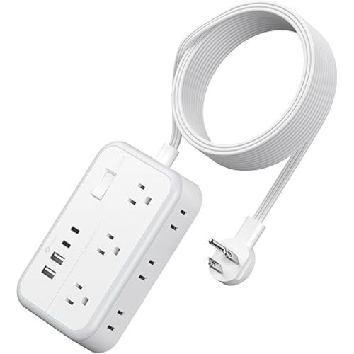 Extension Cord 15 ft, Power Strip with 6 Outlets 4 USB Charger(2 USB C Port), Flat Plug Outlet Extender Long Cord, Protection for Indoor, Home, Office Supplies, Dorm Room Essentials