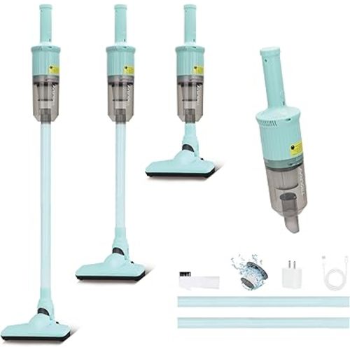 6-in-1 Rechargeable Household Stick Vacuum Cleaner, Convertible to Handheld, for All Kinds of Cleaning in Your Home on Hard Floors, Upholstery, Sofas, Cars (Green)
