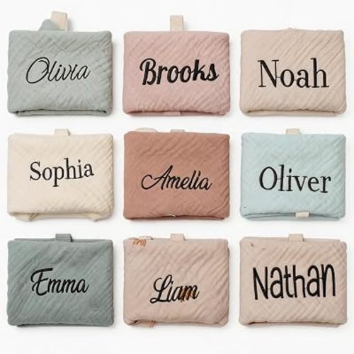 6 Pack Personalized Baby Washcloths and Burp Cloths, Soft Absorbent Muslin Cotton Washcloth for Newborns, 10x10 Inches