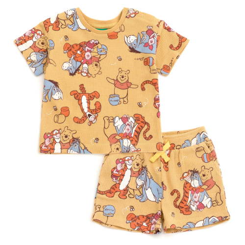 Disney Winnie the Pooh Eeyore Tigger Waffle Knit T-Shirt and Shorts Outfit Set Newborn to Little Kid