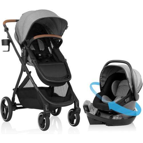 Evenflo Shyft Intuiti Travel System with Revolve180 LiteMax™ NXT Rotating Rear-Facing Lightweight Preemie and Infant Car Seat 3-30 lbs. (Fossil Gray)