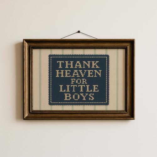 Thank Heaven For Little Boys Print • Vintage Nursery Wall Art • Print, Framed or Canvas
