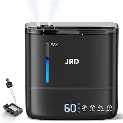 JRD Humidifiers for Bedroom, Ultrasonic Humidifier 4L for Large Room, Cool Mist Top-Fill, 40H Run, 12H Timer, 360° Nozzle, Aroma Diffuser, 7-Color Night Light for Home, Office, Baby, Pets, Plants