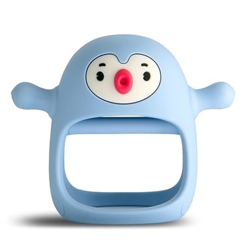 Smily Mia Baby Teething Toys for 0-6Months, Penguin Teethers for Babies 3-6Months | Hand Teether for 0-6M |Teething Mittens for Teething Relief, Baby Pacifier |New Born Essentials, 2Pack