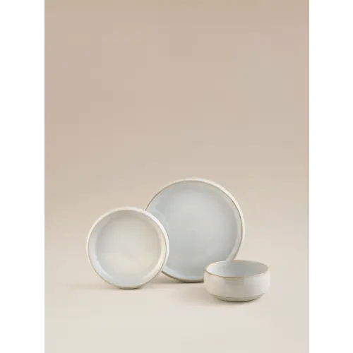 White Reactive Glaze Dinner Set 12 Piece