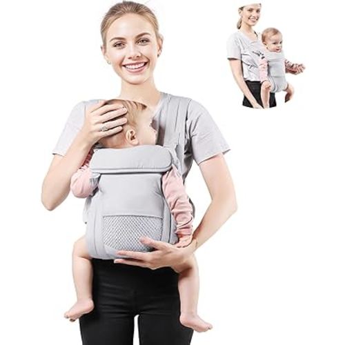 Baby Carrier Newborn to Toddler(7-30lbs), Toddler Carrier with Adjustable Shoulder Strap, Baby Holder Carrier with Breathable Mesh Fabric, Grey