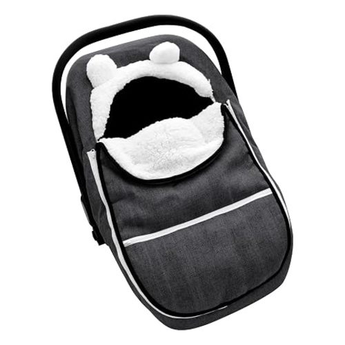 Winter Carseat Cover for Baby Girl Boy, Super Windproof Baby Car Seat Cover Protect Baby from Cold Weather, Plush Fleece Infant Car Seat Cover Canopy, Gray