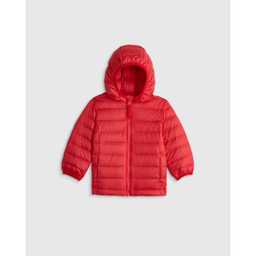 Lightweight Down Hooded Puffer Jacket - Baby in Soft Red